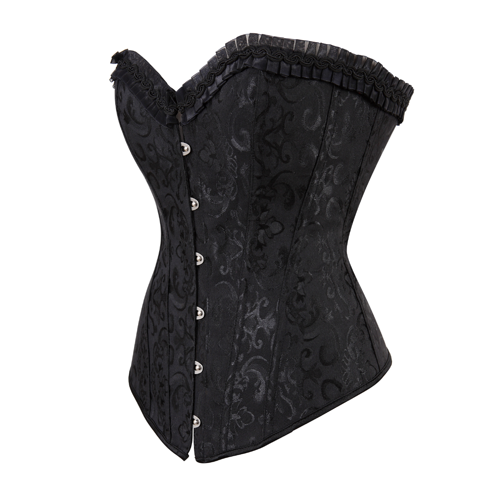 Black-Corset Women Steel Boned Corsetto Pirate Heavy Duty Medieval Bustiers Femme Steampunk Carnival Evening Party Costume Plus Size