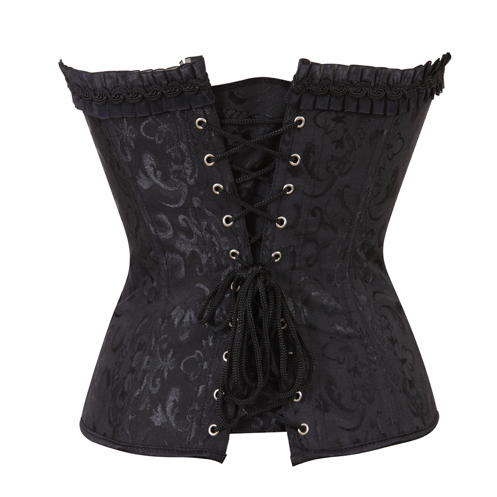 Black-Corset Women Steel Boned Corsetto Pirate Heavy Duty Medieval Bustiers Femme Steampunk Carnival Evening Party Costume Plus Size