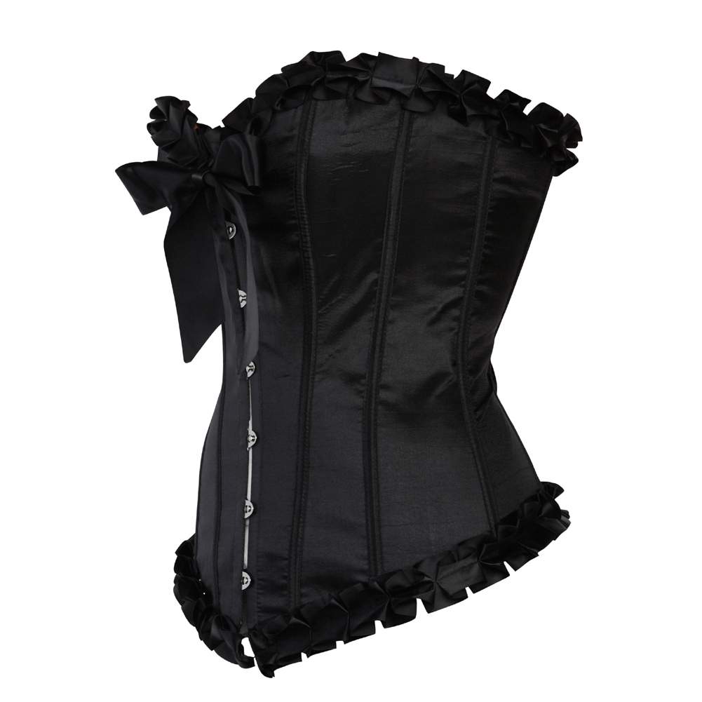 Black-Corsets Overbust Classic Bustiers Lace Up Boned Clubwear for Women Corsetto Printed Vintage Carnival Party Sexy Festival Rave