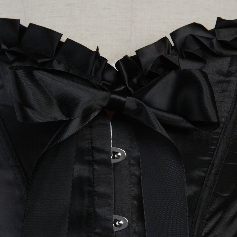 Black-Corsets Overbust Classic Bustiers Lace Up Boned Clubwear for Women Corsetto Printed Vintage Carnival Party Sexy Festival Rave