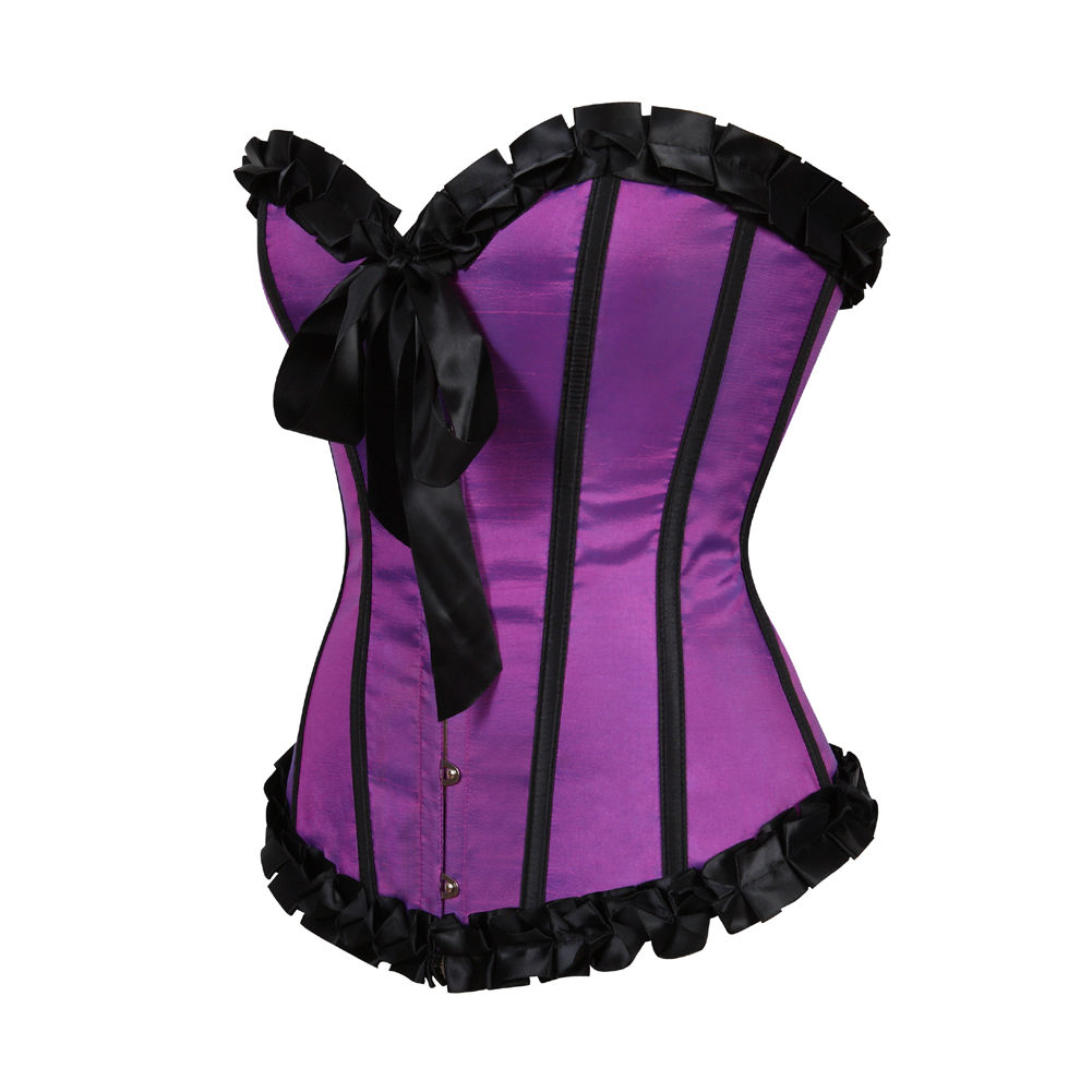 Purple-Corsets Overbust Classic Bustiers Lace Up Boned Clubwear for Women Corsetto Printed Vintage Carnival Party Sexy Festival Rave