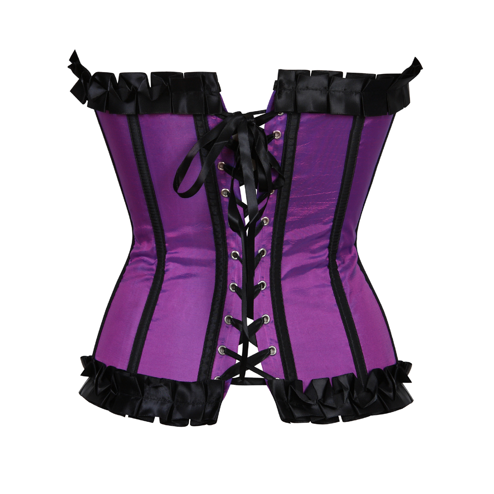 Purple-Corsets Overbust Classic Bustiers Lace Up Boned Clubwear for Women Corsetto Printed Vintage Carnival Party Sexy Festival Rave