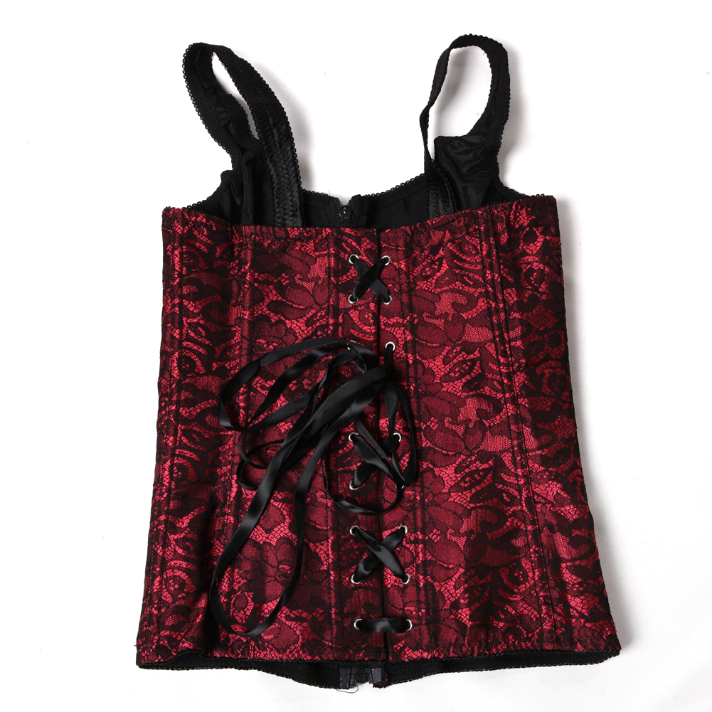 Red-Corselet Corsets Strap for Women Steampunk Lingerie Bustier Retro Zip Shapewear Top Engagement Halloween Party Costume Clubwear
