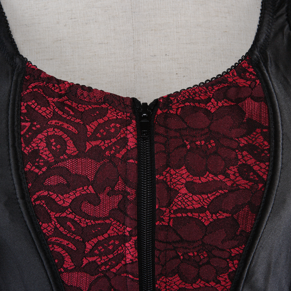 Red-Corselet Corsets Strap for Women Steampunk Lingerie Bustier Retro Zip Shapewear Top Engagement Halloween Party Costume Clubwear