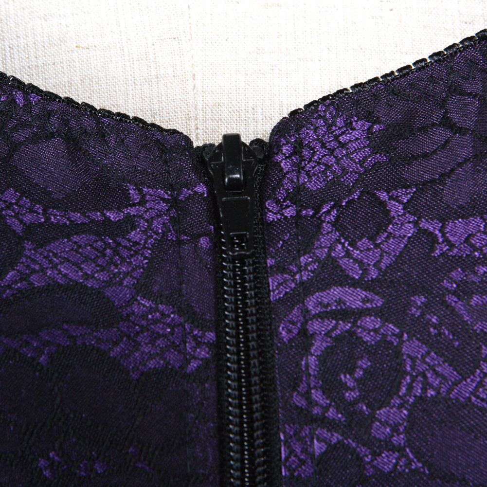 Purple-Corselet Corsets Strap for Women Steampunk Lingerie Bustier Retro Zip Shapewear Top Engagement Halloween Party Costume Clubwear
