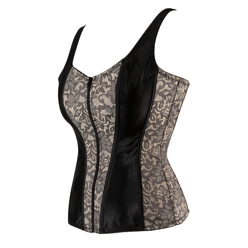 Beige-Corselet Corsets Strap for Women Steampunk Lingerie Bustier Retro Zip Shapewear Top Engagement Halloween Party Costume Clubwear