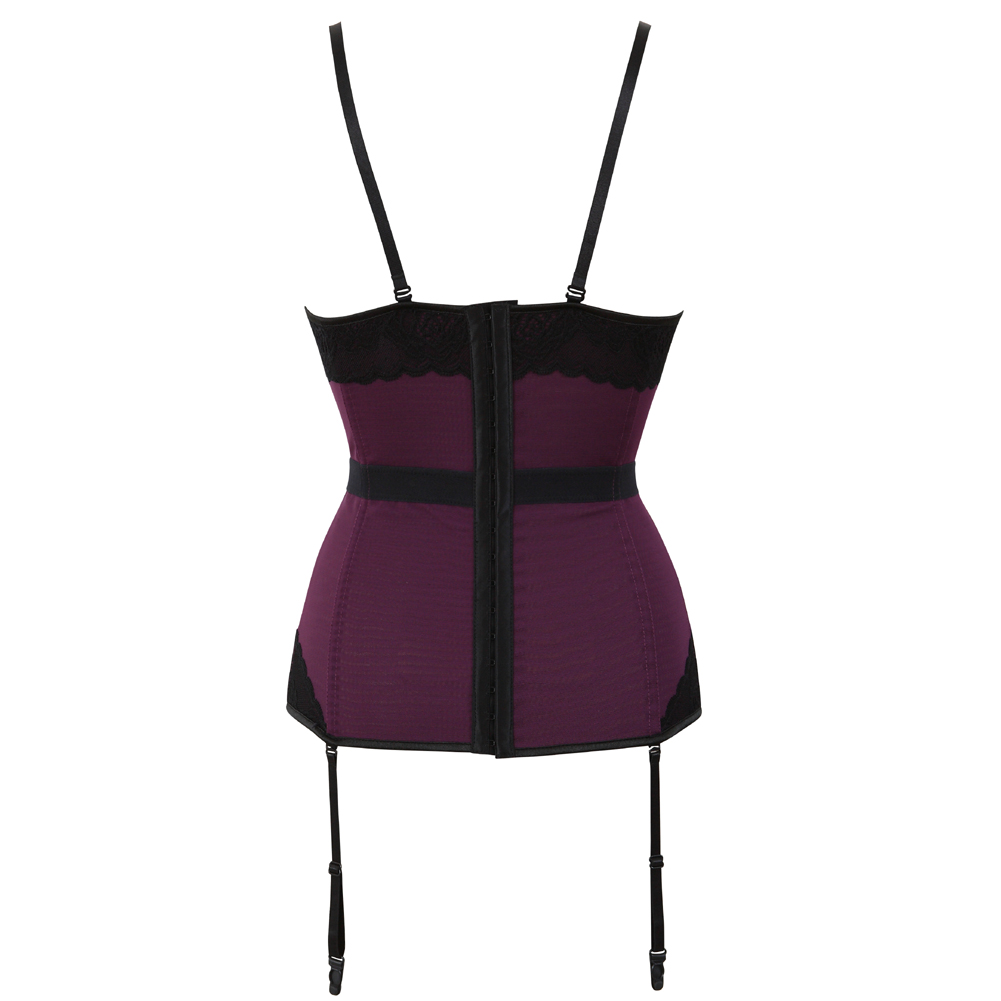 Purple-Bustier Corset Femme Top to Wear Out Padded Cups Corselet Punk Rave Underwired Suspender Straps Carnival Party Clubwear Elegant