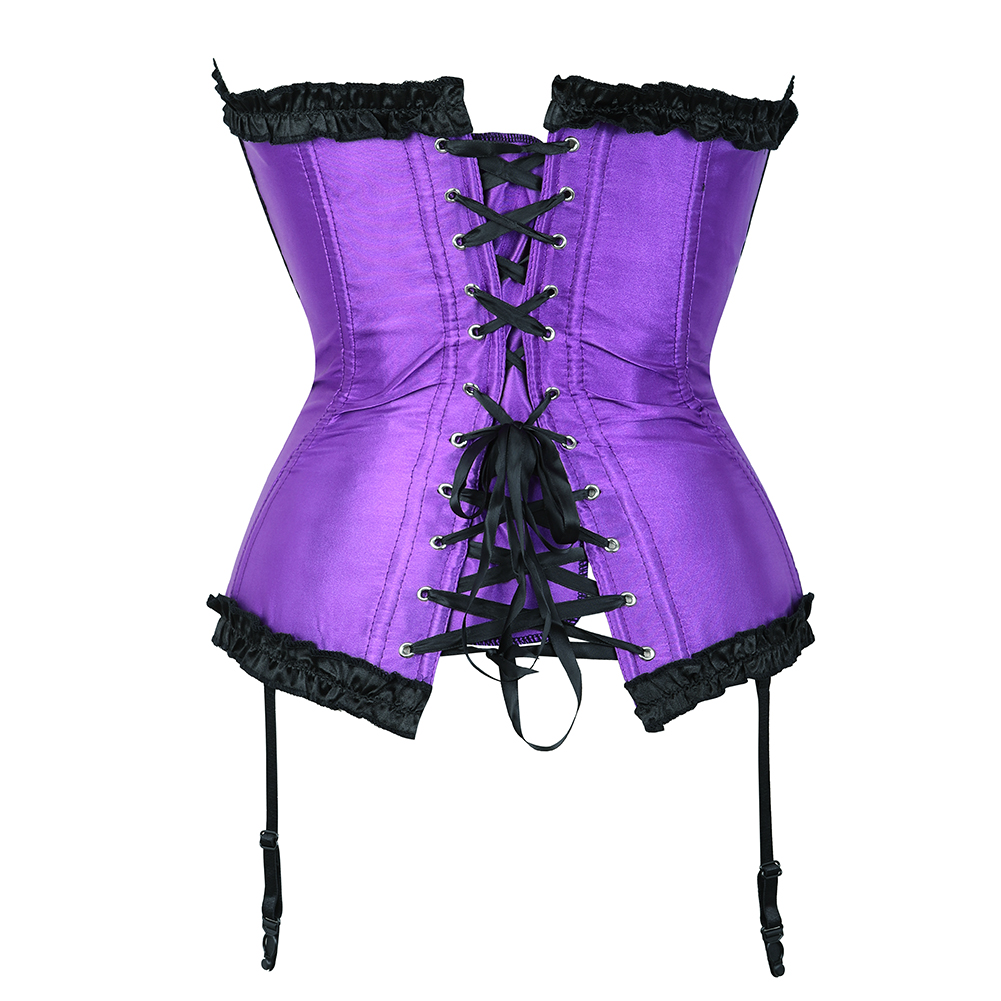 Purple-Corsets and Bustiers for Women Gothic Satin Lace Overylay Bridal Corselete Sexy Hens Party Goth Boned Clubwear Casual Vintage