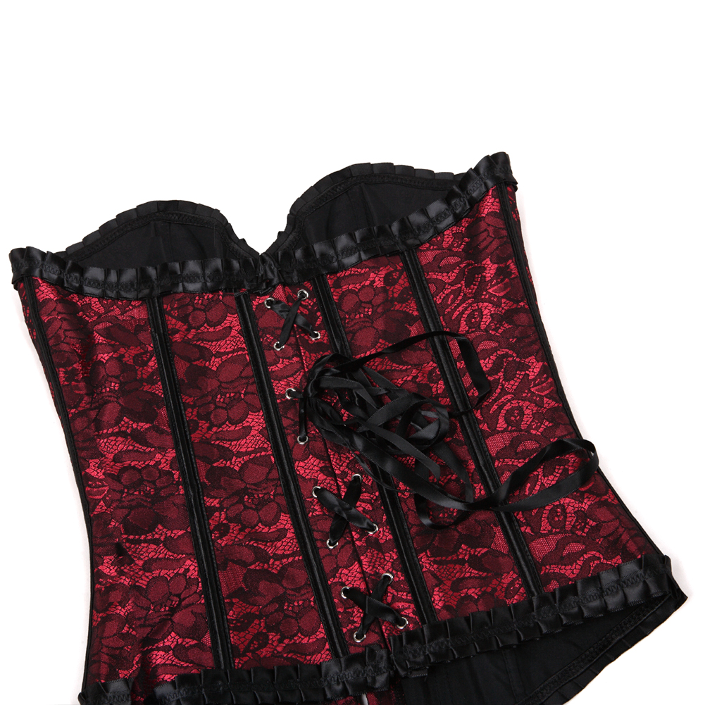 Red-Corsets Tops for Women Bustier Steampunk Plus Size Renaissance Festival Rave Corselet Pattern Bodyshaper Clubwear Party Night