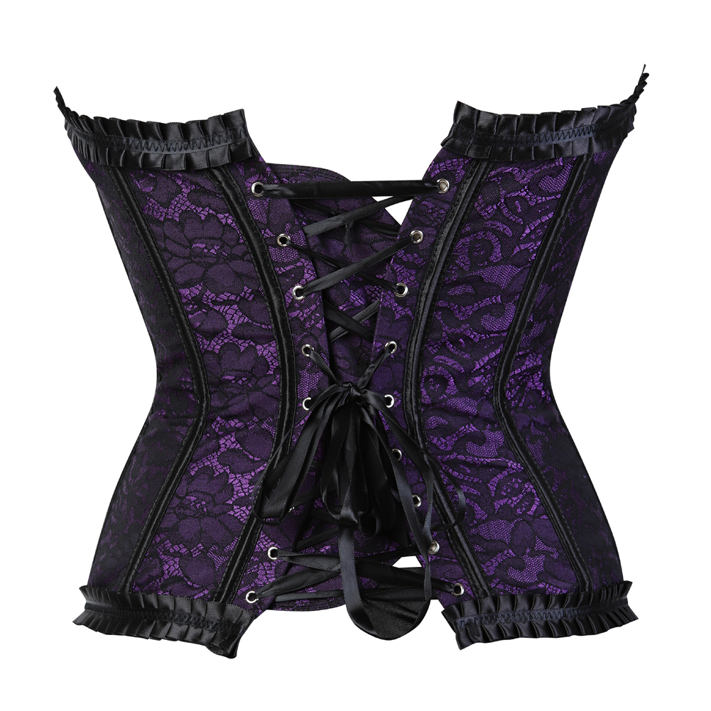 Purple-Corsets Tops for Women Bustier Steampunk Plus Size Renaissance Festival Rave Corselet Pattern Bodyshaper Clubwear Party Night