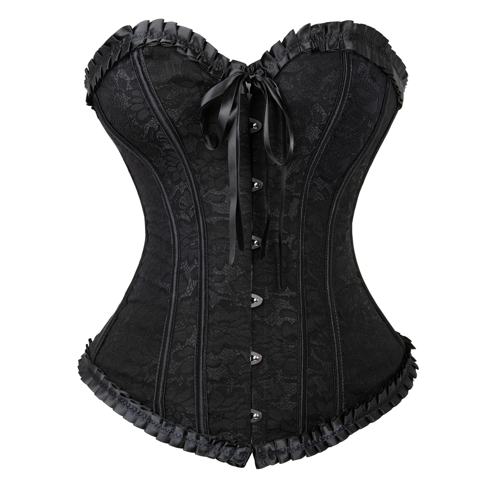 Black-Corsets Tops for Women Bustier Steampunk Plus Size Renaissance Festival Rave Corselet Pattern Bodyshaper Clubwear Party Night