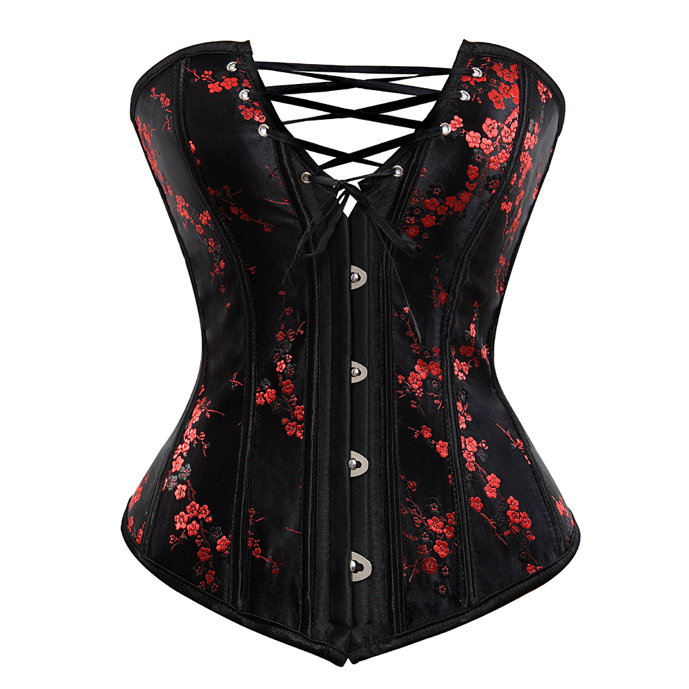 Black-Bustier Corset Femme Top Sexy Push-up Bodyshaper Slimming Padded Zip Tight Lace Corselet Clubwear Dance Carnival Party Costume