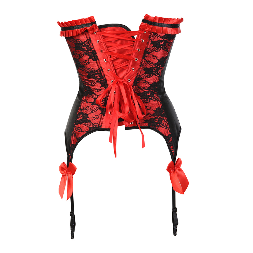 Red-Corsets Sexy Push Up Bustiers for Women Renaissance Embroidery Punk Rock Corselete Carnival Party Clubwear Femme Gothic