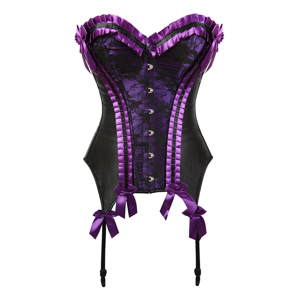 Purple-Corsets Sexy Push Up Bustiers for Women Renaissance Embroidery Punk Rock Corselete Carnival Party Clubwear Femme Gothic