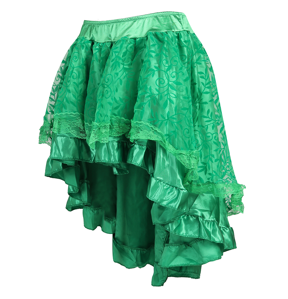 Green-Steampunk Skirt for Corset Women Lace Pirate Sexy Skirts Party Clubwear Vintage Burlesque Bustier Costumes Accessories Plus Size