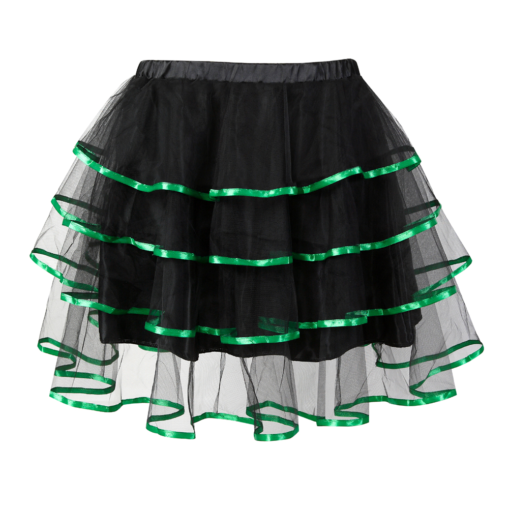 Green-Steampunk Skirt for Corset Sexy Pirate Lace Skirts Party Clubwear Vintage Burlesque Bustier Costumes Accessories Plus Size