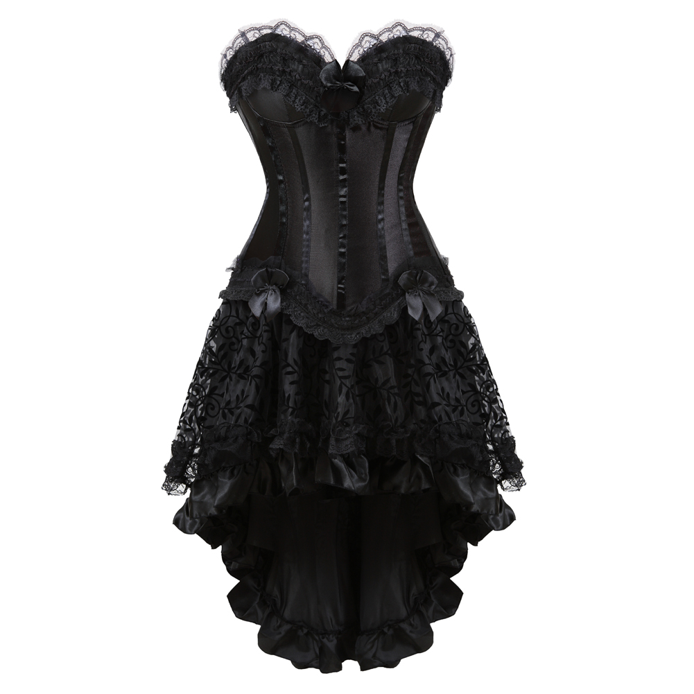 Corsets Dresss for Women Steampunk Push-Up Korsage Sexy Slimming Padded Corsetto Vintage Bustiers with Tutu Skirt Party Clubwear