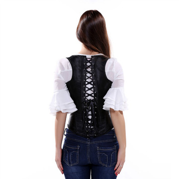 Grebrafan Women's Underbust Corset Black Steampunk Bustier Tops