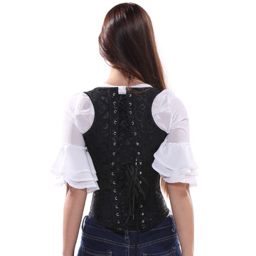 Grebrafan Steampunk Strap Underbust Corset Plus Size Pirate Bustier Outfit