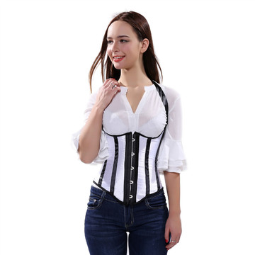 Grebrafan Corset Halter Striped Underbust Cupless Shaper Bustier