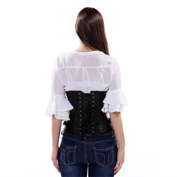 Grebrafan Brocade Corset Steel Boned Steampunk Underbust Buckle Bustier