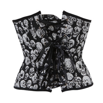 Grebrafan Gothic Bustier Punk Skull Boned Corsets Top Underbust Steampunk