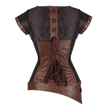 Grebrafan Steampunk Pirate Corset Vintage Retro Burlesque Bustier Vest Set