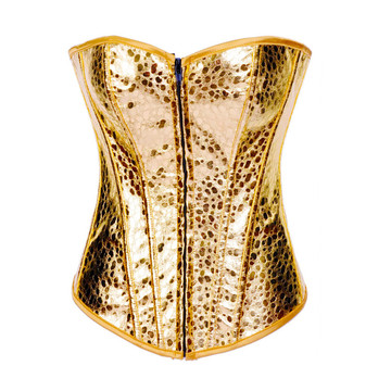 Grebrafan Steampunk Sequin Corset Underwire Zip Sparkle Party Showgirl Clubwear