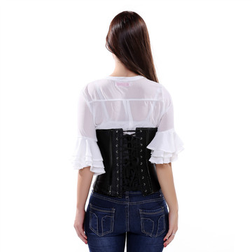 Grebrafan Steampunk Corsets Steel Boned Underbust Shaper Faux Leather Bustier