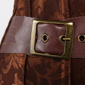 Grebrafan Steampunk Corset Brown Leather Bustier Plus Size