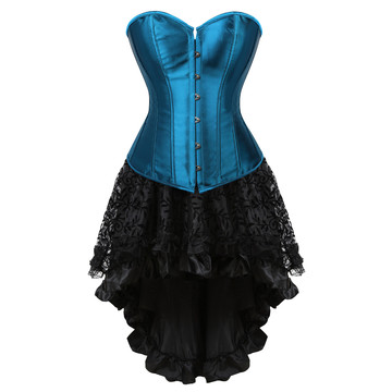 Corset Dress Steampunk Plus Size Korsage Sexy Satin Bustier with Tutu Skirt Pirate Carnival Christmas Dance Party Clubwear