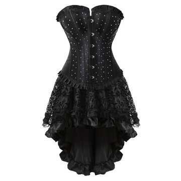 Grebrafan Gothic Plus Size Diamond Corset Party with Fluffy Pleated Layered Tutu Skirt