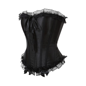 Corsets Gothic Plus Size Lace Trim Bustiers Women Corsetto Breathable Thin Boned Top Dance Party Christmas Santa Claus Costume