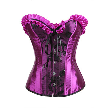 Corset Gothic Pleated Floral Lace Bowknot Korsage Plus Size Bustier My Best Friend Wedding Party Costume Clubwear Role-Playing