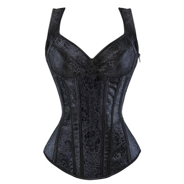 Corsets Bustiers Steampunk Straps Jacquard Weave Halter Corsetto Floral Boned Push Up Shapewear Zip Evening Party Festival Rave