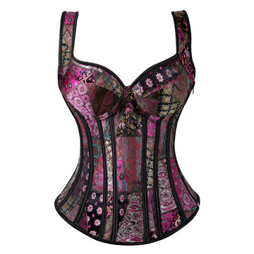 Corsets Bustiers Steampunk Straps Jacquard Weave Halter Corsetto Floral Boned Push Up Shapewear Zip Evening Party Festival Rave