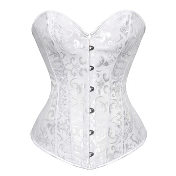 Corset Bustier Boning Steel Medieval Women Lace up Embroidery Corselet Pirate Clubwear Brocade Full Body Femme Sexy Steampunk