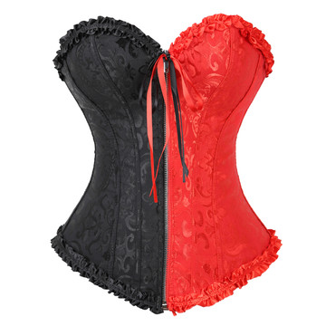 Corsets Burlesque Masquerade Overbust Classic Corsetto Top for Women Plus Size Zip Boned Bustier Halloween Evening Party Costume