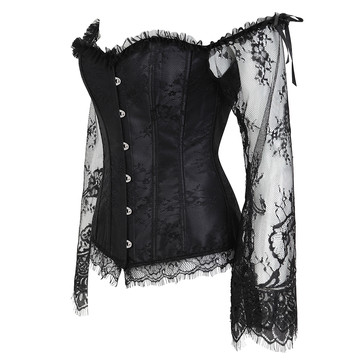 Corset Women Breathable Bustier Lace Up Bodyshaper Long Sleeves Pirate Corsetto Valentine Special Night Honeymoon Party Clubwear