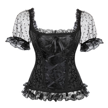 Corsets and Bustiers Women Sexy Goth Wide Strap Wedding Corselet Breathable Lace Trim Overbust Femme Top Holiday Party Clubwear