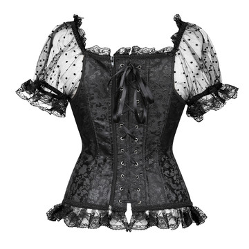 Corsets and Bustiers Women Sexy Goth Wide Strap Wedding Corselet Breathable Lace Trim Overbust Femme Top Holiday Party Clubwear