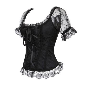 Corsets and Bustiers Women Sexy Goth Wide Strap Wedding Corselet Breathable Lace Trim Overbust Femme Top Holiday Party Clubwear