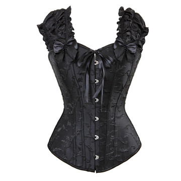 Bustier Corset Steampunk Gothic Steel Boned Ruched Sleeves Corselet Embroidery Wedding Carnival Party Clubwear Fashion Outwear