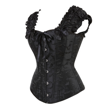 Bustier Corset Steampunk Gothic Steel Boned Ruched Sleeves Corselet Embroidery Wedding Carnival Party Clubwear Fashion Outwear
