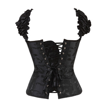 Bustier Corset Steampunk Gothic Steel Boned Ruched Sleeves Corselet Embroidery Wedding Carnival Party Clubwear Fashion Outwear