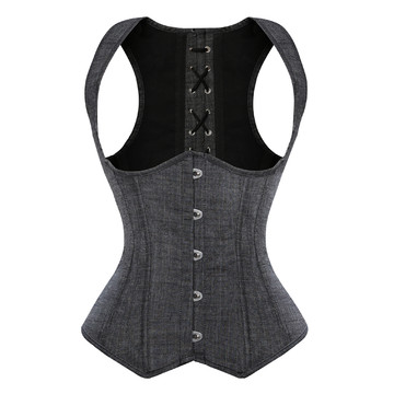 Underbust Corset Women's Denim Tight Lace up Boned Cowgirl Corsets Straps Vest Steampunk Plus Size Dance Party Bustier Costume