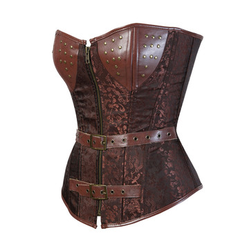 Corsets and Bustiers Women Steampunk Pirate Faux Leather Plus Size Overbust Embroidery Corselete Sexy Fiesta Party Clubwear