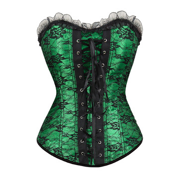 Corset Skirt for Women Steampunk Brocade Lace Boned Bustier Dress Zip Retro Renaissance Korsage Sexy Cowgirl Party Clubwear